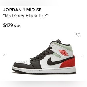 Air Jordan Mid SE 1 “Red Grey Black Toe” 🔥🖤❤️